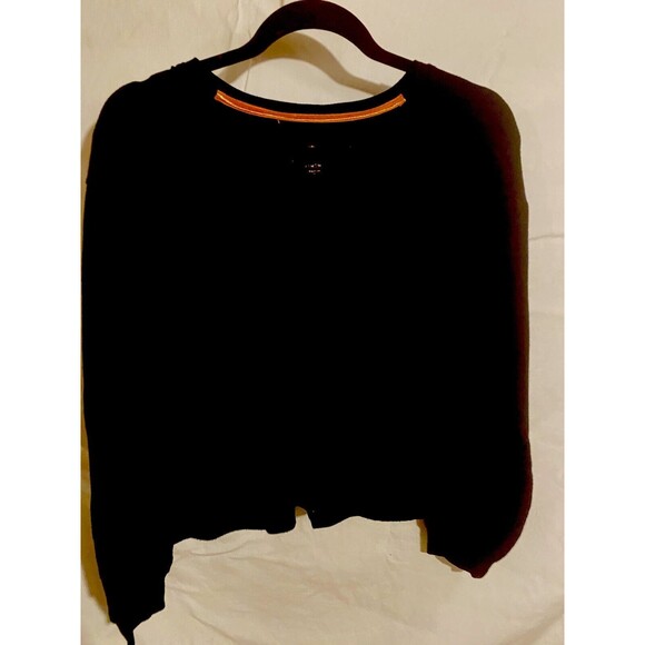 Danskin Long Sleeve Black T Shirt Size Medium With Tie Twist Front - Picture 1 of 5